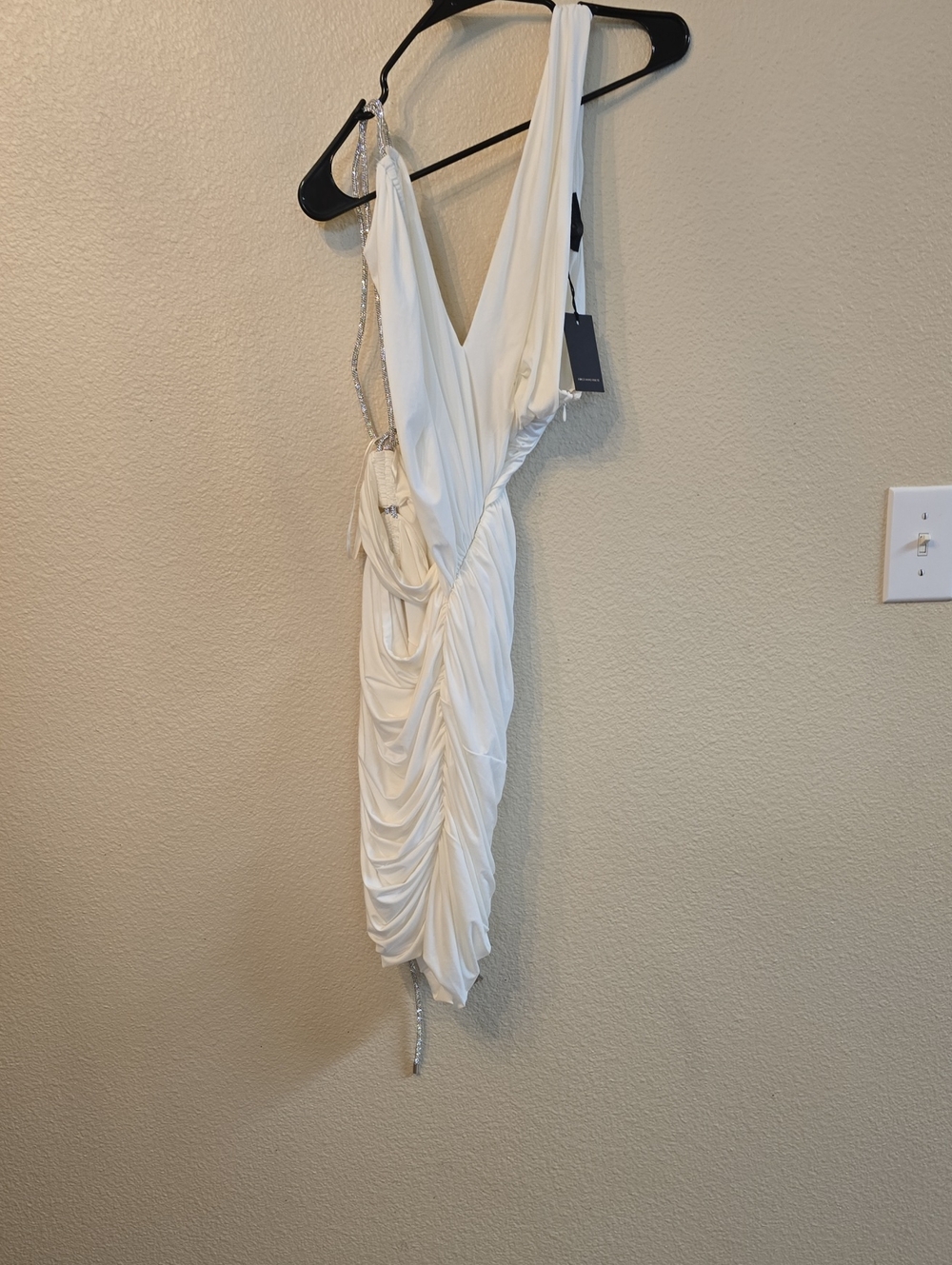 REVOLVE One-Shoulder Ivory Ruched Cocktail Dress